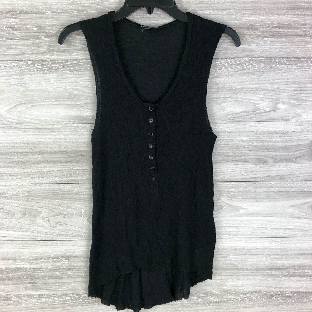 Nasty Gal Black Half Button Down Top